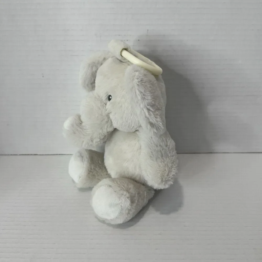 Kellytoy Kelly Baby Gray Elephant Rattle Plush Crinkle Ears Hanging Clip - Picture 6 of 8